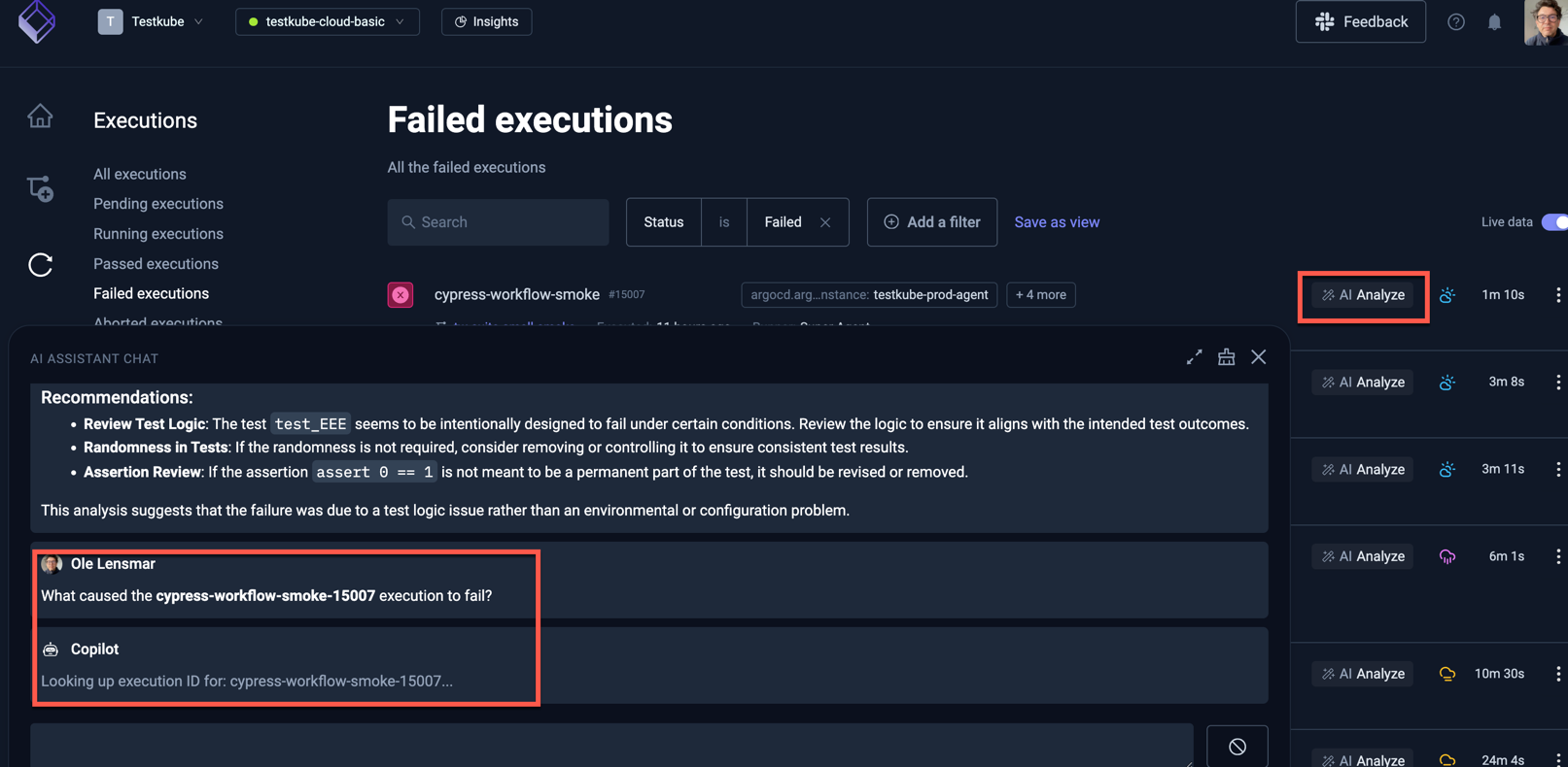 AI Analyze prompt in AI Chat