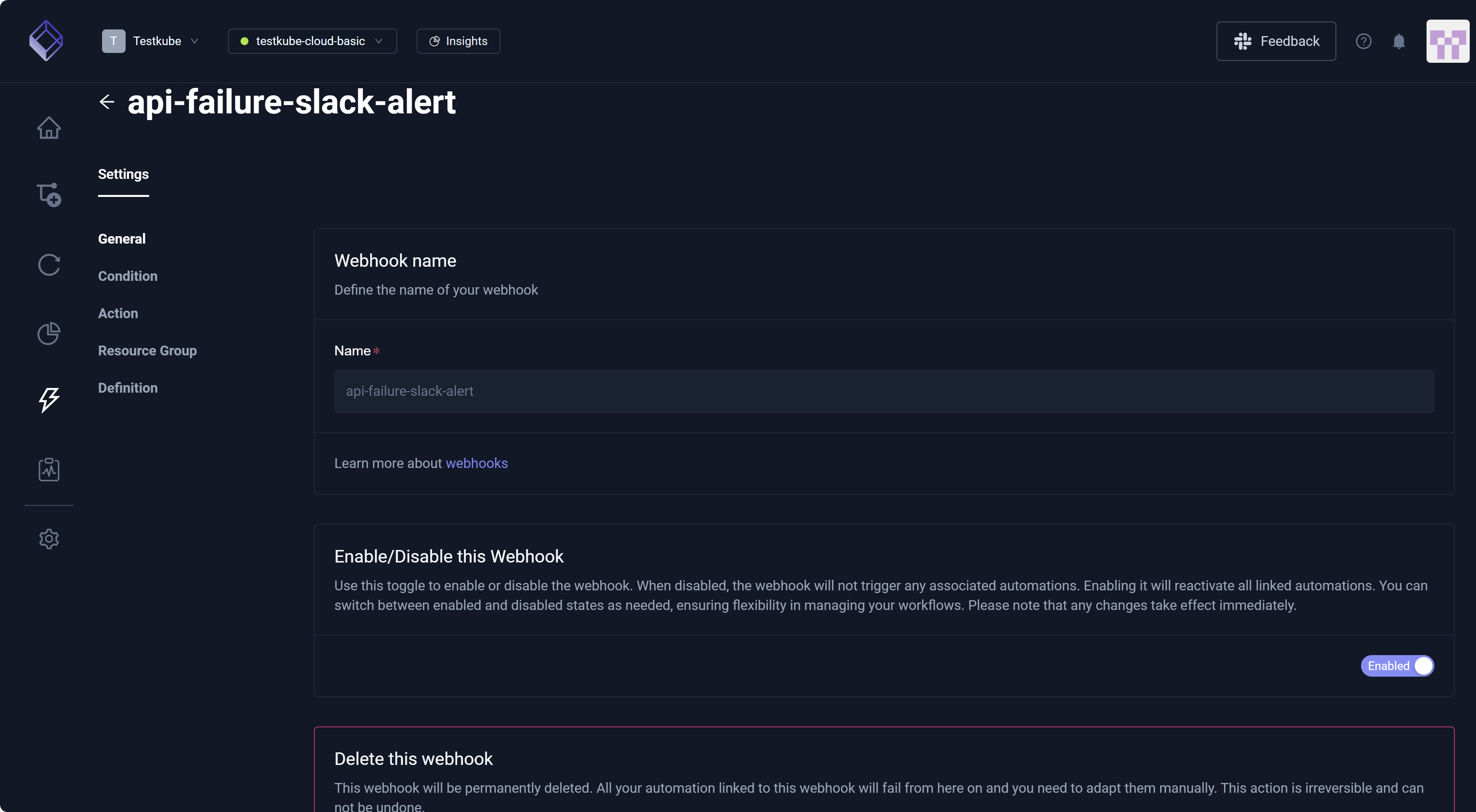 Webhooks Settings
